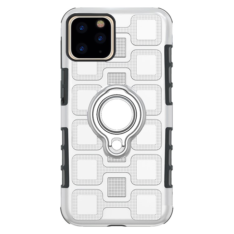 Geometric Pattern TPU PC Hybrid Cover with Magnetic Car Mount Ring Holder for iPhone 11 Pro 5.8 inch (2019) - Silver-2