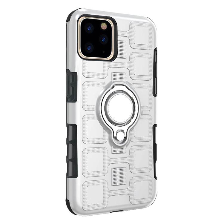 Geometric Pattern TPU PC Hybrid Cover with Magnetic Car Mount Ring Holder for iPhone 11 Pro 5.8 inch (2019) - Silver-3