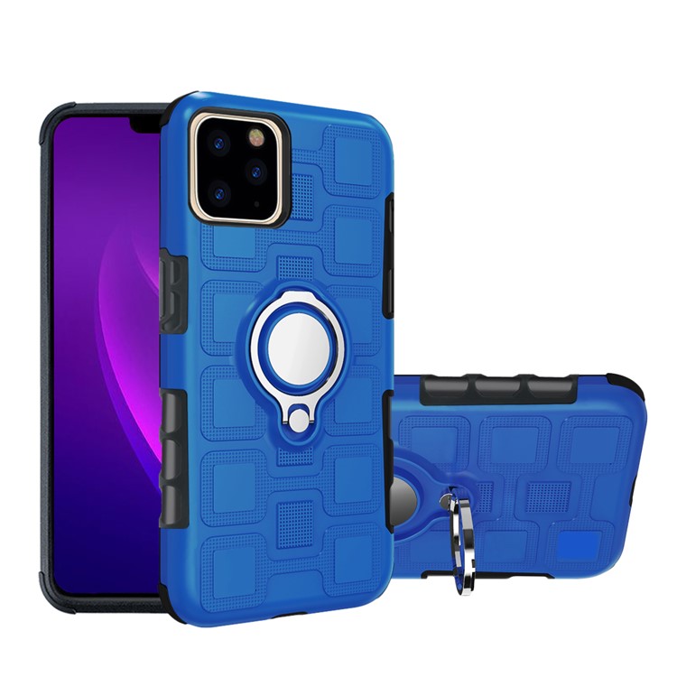 Geometric Pattern TPU PC Hybrid Cover with Magnetic Car Mount Ring Holder for iPhone 11 Pro 5.8 inch (2019) - Baby Blue-1