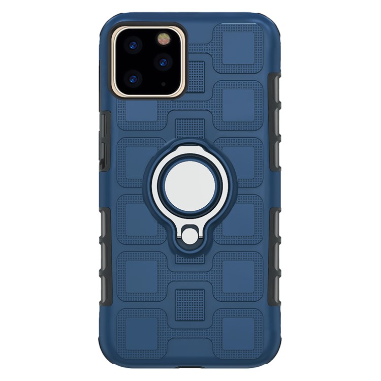 Geometric Pattern TPU PC Hybrid Cover with Magnetic Car Mount Ring Holder for iPhone 11 Pro 5.8 inch (2019) - Dark Blue-2