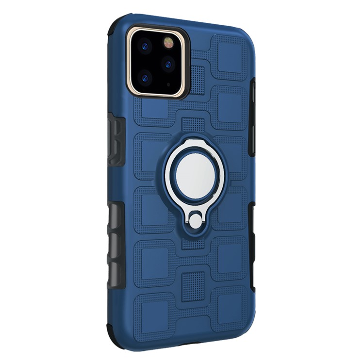 Geometric Pattern TPU PC Hybrid Cover with Magnetic Car Mount Ring Holder for iPhone 11 Pro 5.8 inch (2019) - Dark Blue-3