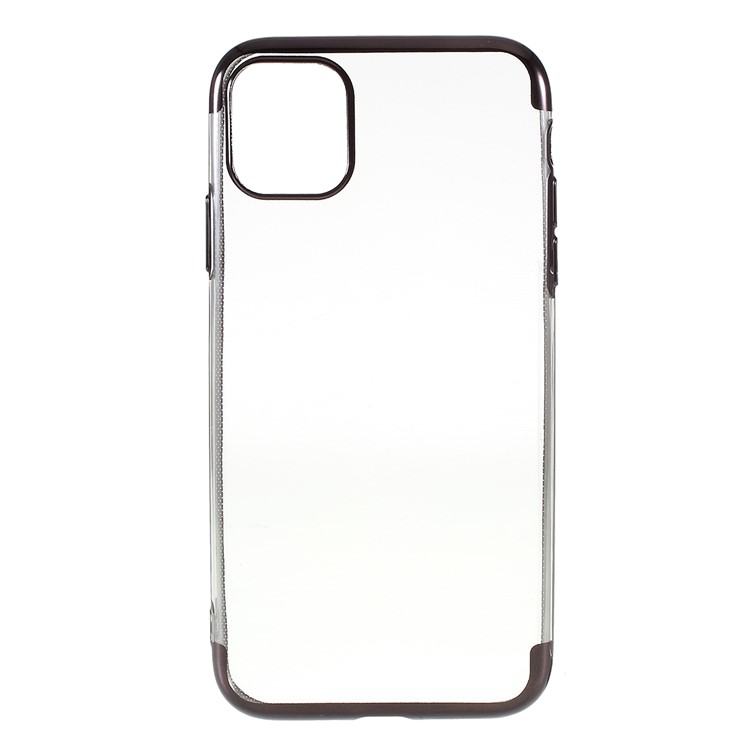 For iPhone (2019) 6.5-inch Electroplating Edge Clear TPU Mobile Phone Case - Black-1