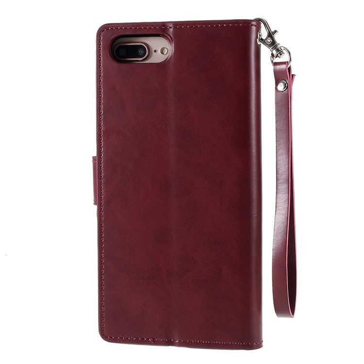 Detachable 2-in-1 PU Leather Stand Mobile Phone Casing Wallet Cover for iPhone 8 Plus/7 Plus 5.5 inch - Red-3