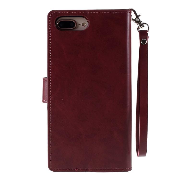 Detachable 2-in-1 PU Leather Stand Mobile Phone Casing Wallet Cover for iPhone 8 Plus/7 Plus 5.5 inch - Red-4