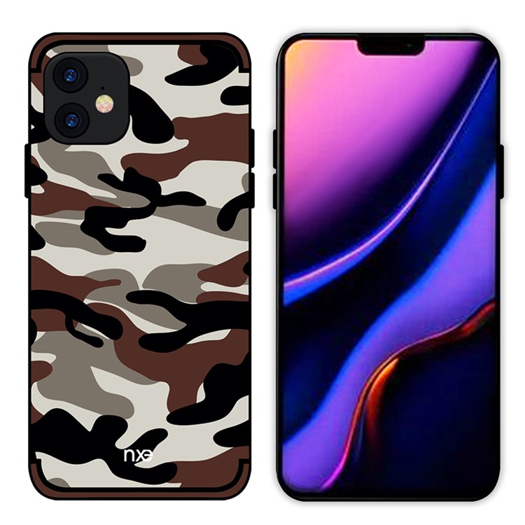 NXE Camuflagem PC + TPU Embalagem Para Iphone (2019) 6,1 Polegadas - Café-1
