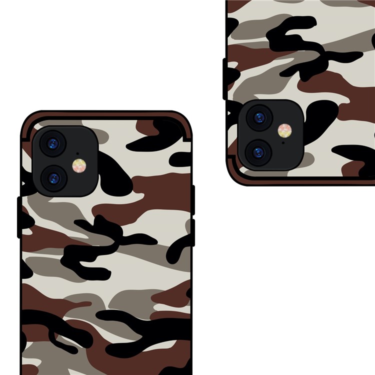 NXE Camuflagem PC + TPU Embalagem Para Iphone (2019) 6,1 Polegadas - Café-3