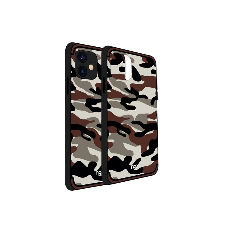 NXE Camuflagem PC + TPU Embalagem Para Iphone (2019) 6,1 Polegadas - Café-4