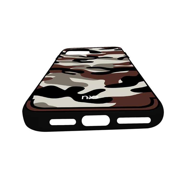 NXE Camuflagem PC + TPU Embalagem Para Iphone (2019) 6,1 Polegadas - Café-5