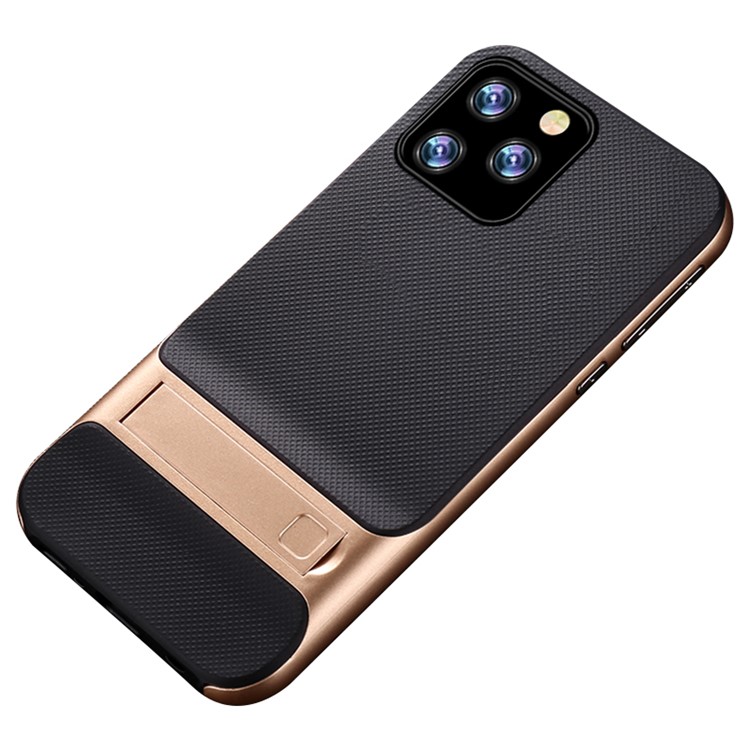 ELEGANCE Netting Pattern TPU + PC Hybrid Kickstand Casing for iPhone 11 Pro Max 6.5 inch (2019) - Gold