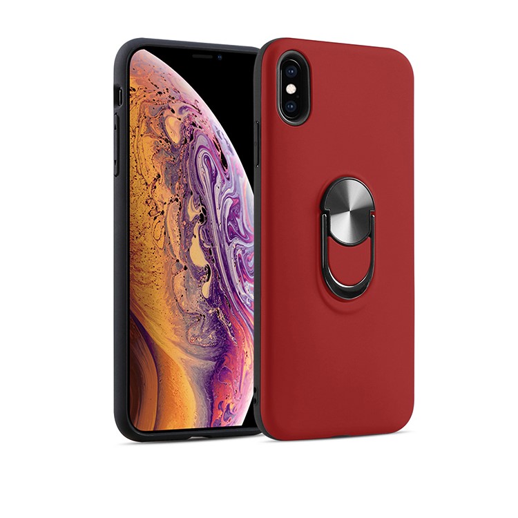 Detachable PC + TPU Phone Case with Finger Ring Kickstand for iPhone XS Max 6.5 inch - Red-1