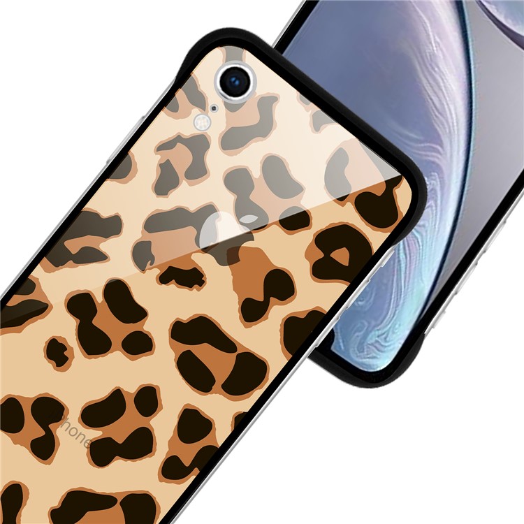 NXE Leopard Series Pattern Printing Glass Shell Casing for iPhone XR 6.1 inch - Gold-5
