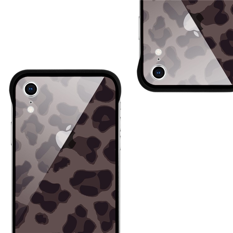 NXE Leopard Series Pattern Printing Glass Shell Casing for iPhone XR 6.1 inch - Grey-3