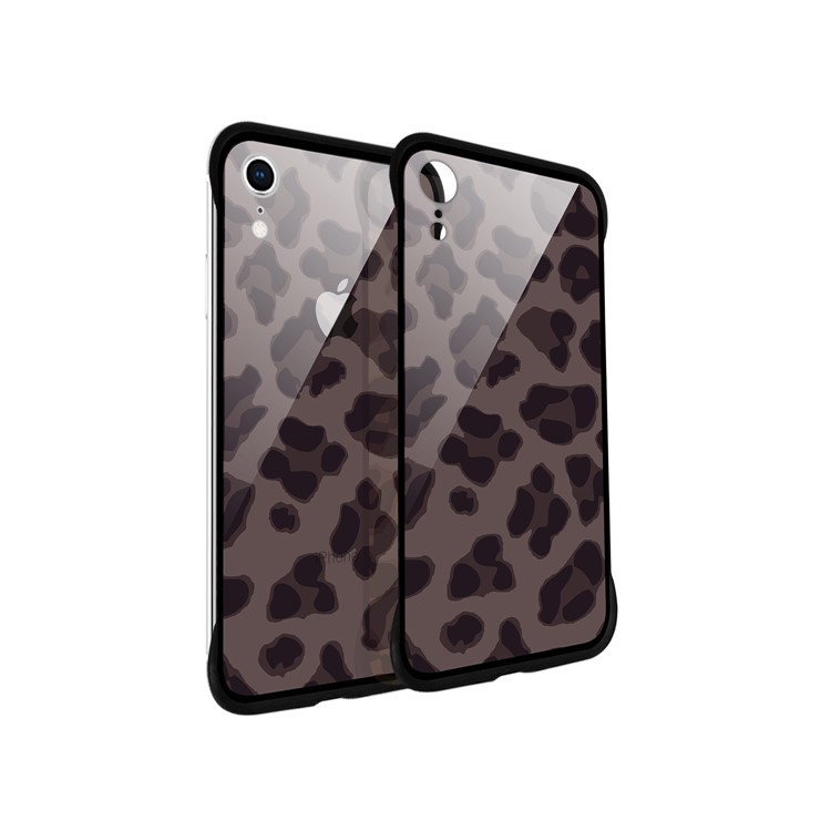 NXE Leopard Series Pattern Printing Glass Shell Casing for iPhone XR 6.1 inch - Grey-4
