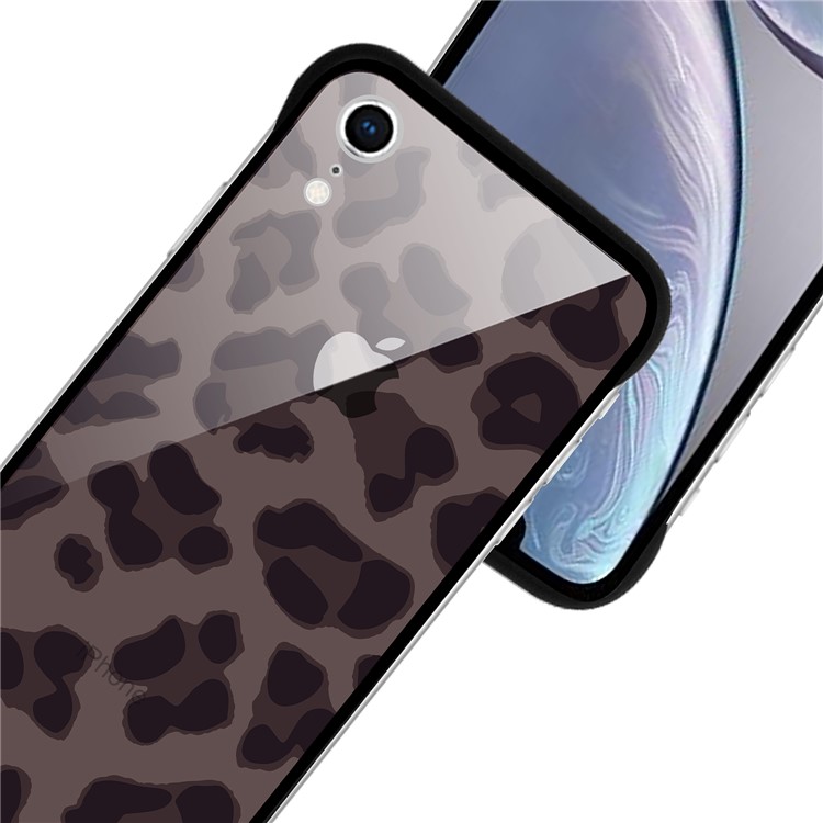NXE Leopard Series Pattern Printing Glass Shell Casing for iPhone XR 6.1 inch - Grey-5