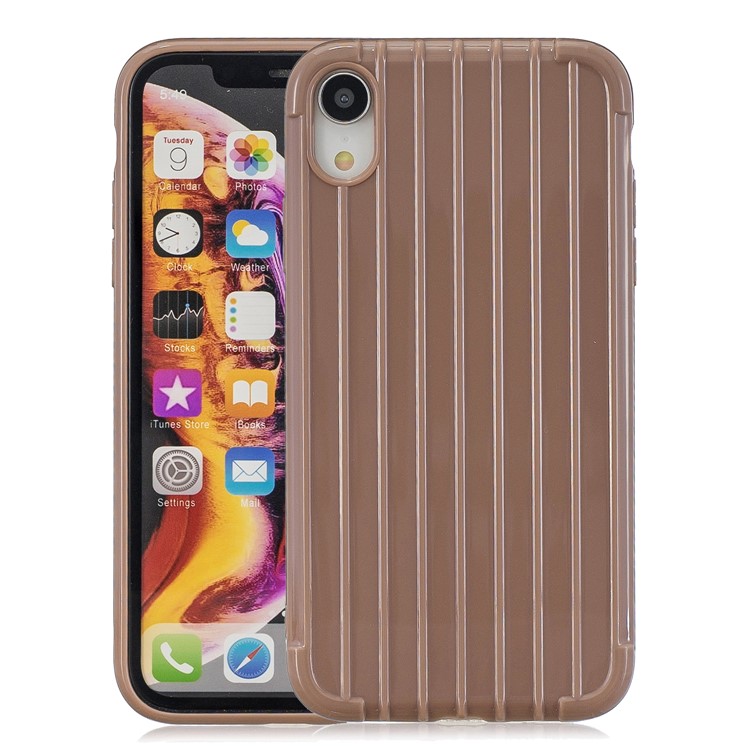 Shockproof Glossy Luggage-shaped Soft TPU Mobile Phone Case for iPhone XR 6.1 inch - Brown-1