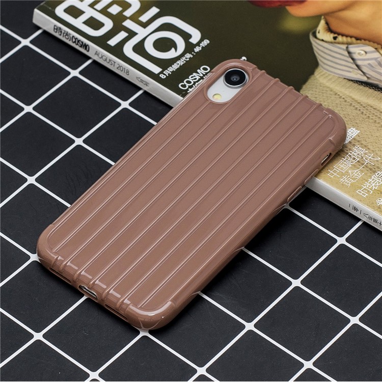 Shockproof Glossy Luggage-shaped Soft TPU Mobile Phone Case for iPhone XR 6.1 inch - Brown-5
