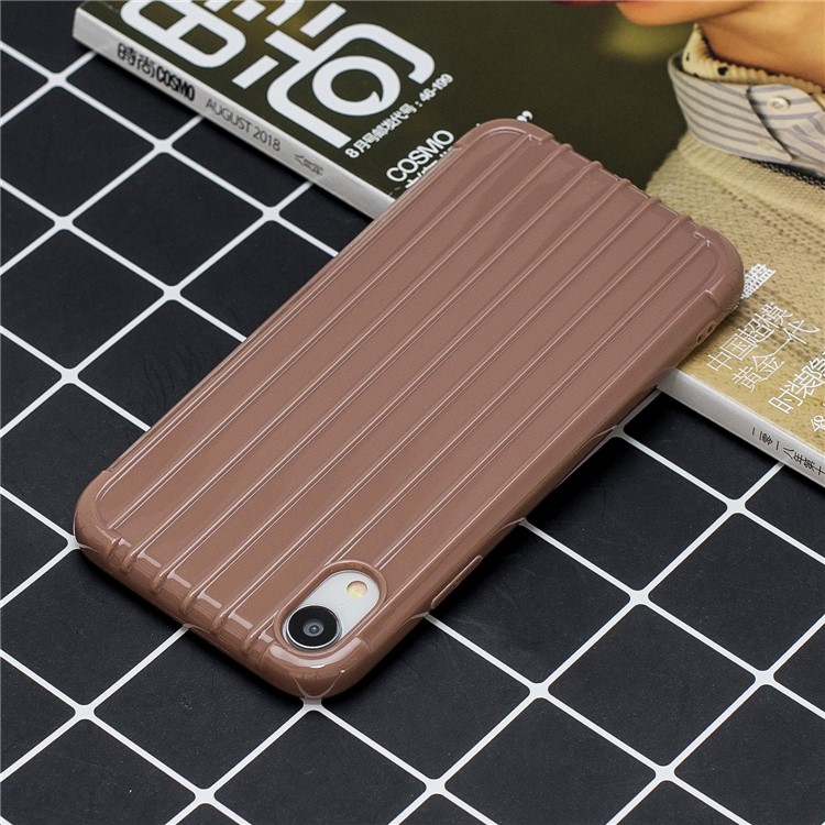Shockproof Glossy Luggage-shaped Soft TPU Mobile Phone Case for iPhone XR 6.1 inch - Brown-6