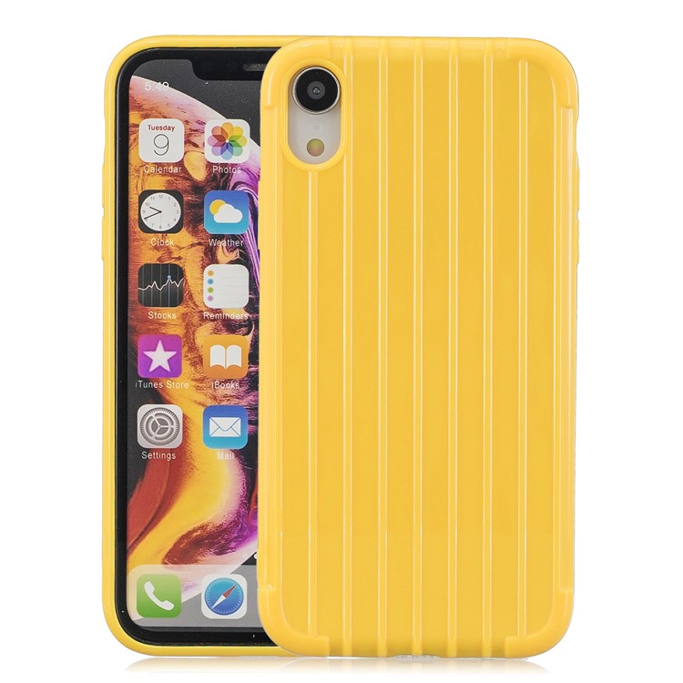 Shockproof Glossy Luggage-shaped Soft TPU Mobile Phone Case for iPhone XR 6.1 inch - Yellow-1