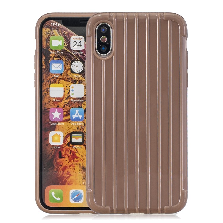 Pure Color Anti-fall TPU Trunk Style Shell for iPhone XS Max 6.5 inch - Brown-1