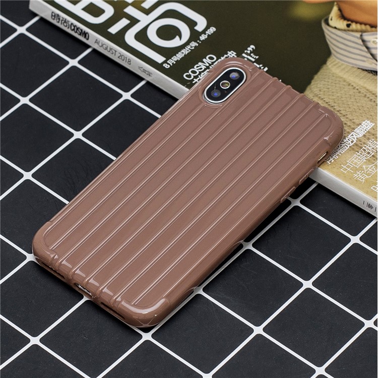 Pure Color Anti-fall TPU Trunk Style Shell for iPhone XS Max 6.5 inch - Brown-5