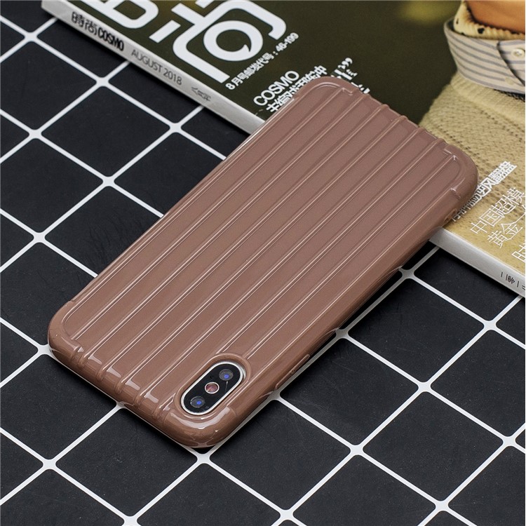 Pure Color Anti-fall TPU Trunk Style Shell for iPhone XS Max 6.5 inch - Brown-6