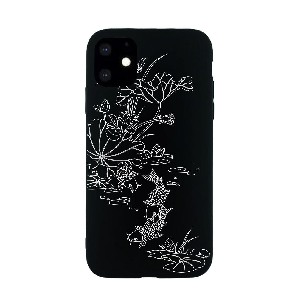 Pattern Printing Embossment Soft TPU Case for iPhone 11 6.1-inch (2019) - Fish-1