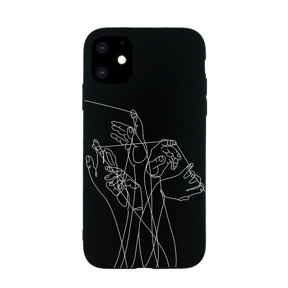 Pattern Printing Embossment Soft TPU Case for iPhone 11 6.1-inch (2019) - Hands-1