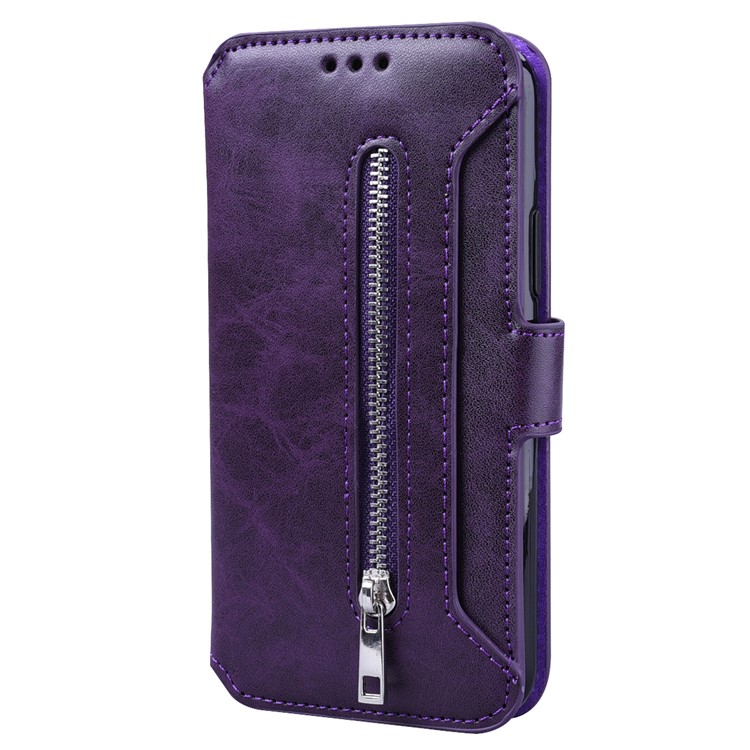 Card Holder Zippered Wallet Leather Phone Casing for iPhone 11 Pro Max 6.5 inch (2019) - Purple-2