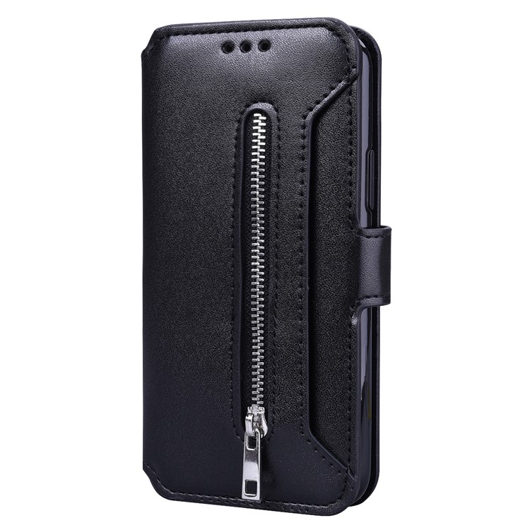 Card Holder Zippered Wallet Leather Phone Cover for iPhone 11 6.1 inch (2019) - Black-2