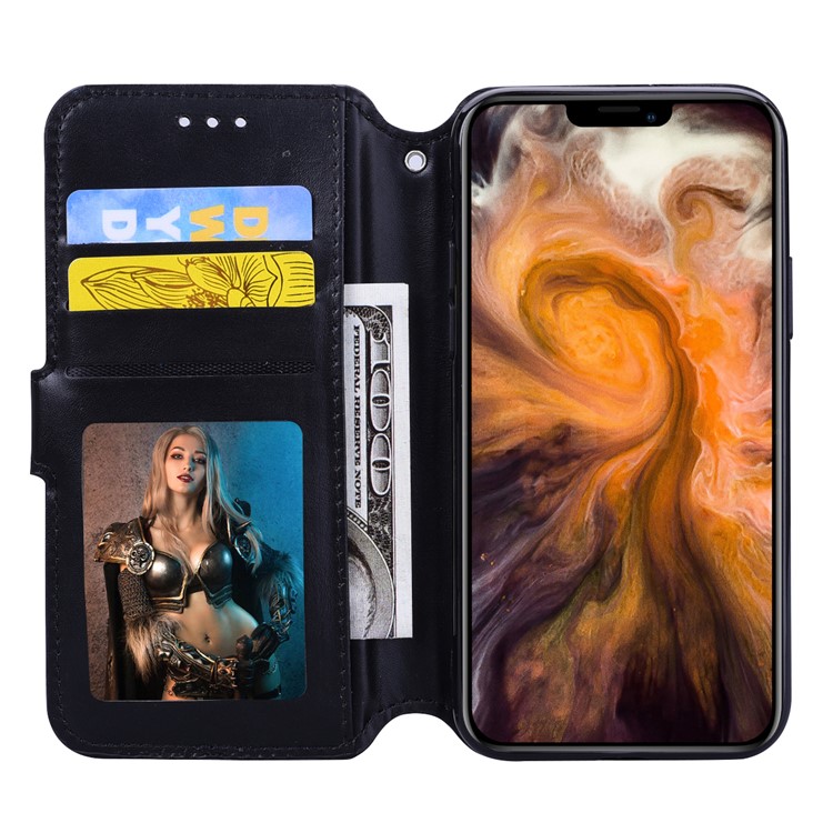 Card Holder Zippered Wallet Leather Phone Cover for iPhone 11 6.1 inch (2019) - Black-7