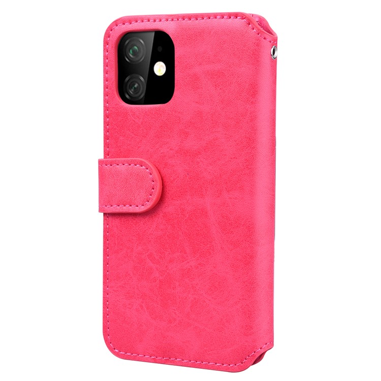 Card Holder Zippered Wallet Leather Phone Cover for iPhone 11 6.1 inch (2019) - Rose-3