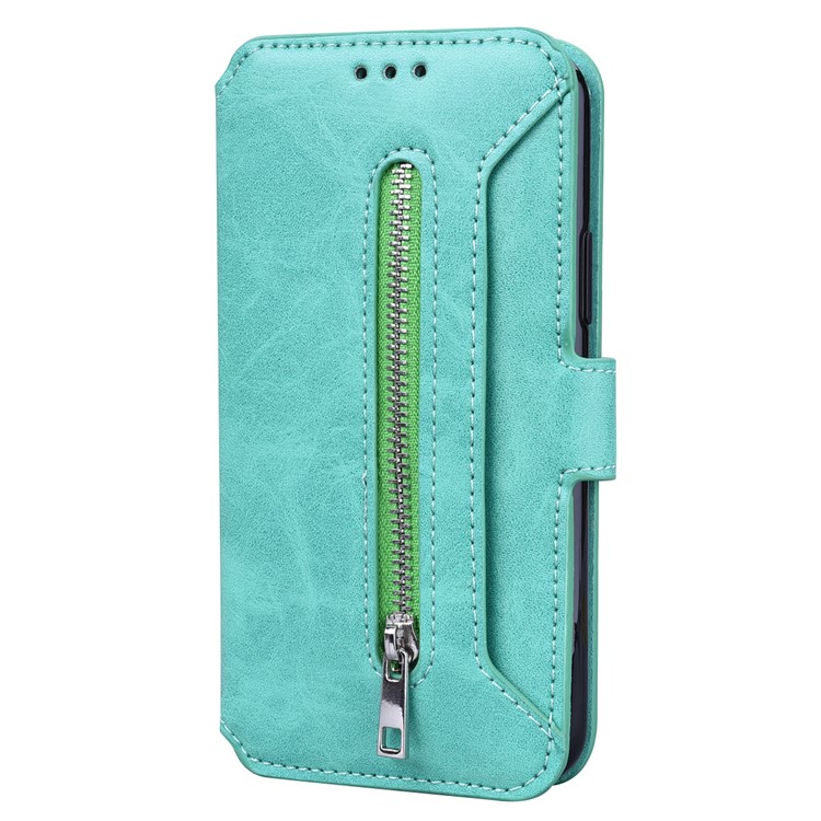 Titular De La Tarjeta Billetera Con Cremallera Funda De Cuero Para Teléfono Para Iphone (2019) 6.1 Pulgadas - Cian-2
