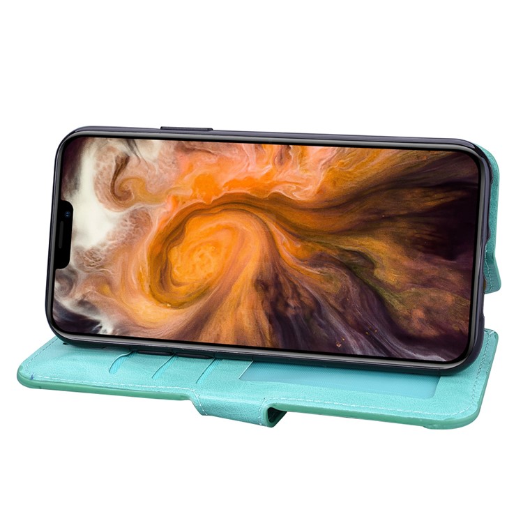 Titular De La Tarjeta Billetera Con Cremallera Funda De Cuero Para Teléfono Para Iphone (2019) 6.1 Pulgadas - Cian-5