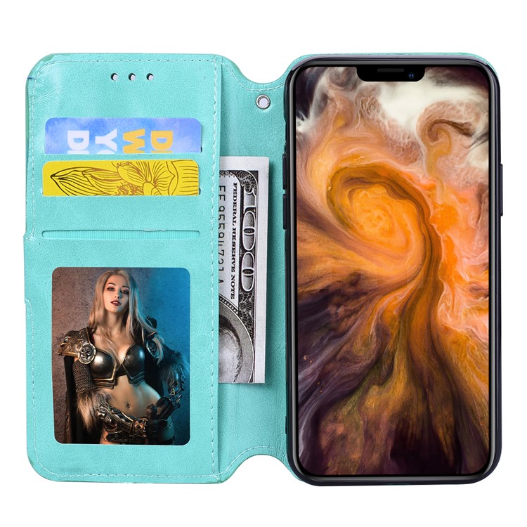 Titular De La Tarjeta Billetera Con Cremallera Funda De Cuero Para Teléfono Para Iphone (2019) 6.1 Pulgadas - Cian-7
