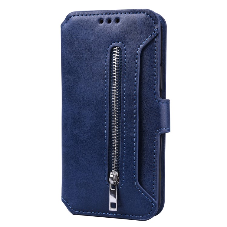 Titular De La Tarjeta Billetera Con Cremallera Funda De Cuero Para Teléfono Para Iphone (2019) 6.1 Pulgadas - Azul-2