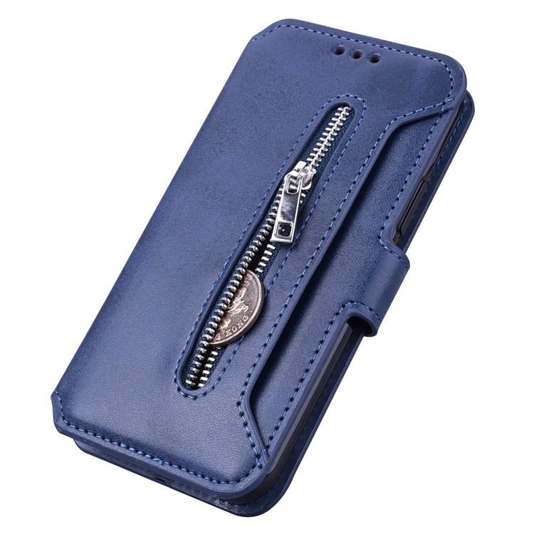 Titular De La Tarjeta Billetera Con Cremallera Funda De Cuero Para Teléfono Para Iphone (2019) 6.1 Pulgadas - Azul-4