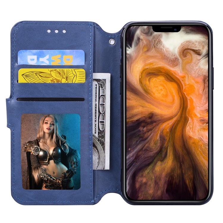 Titular De La Tarjeta Billetera Con Cremallera Funda De Cuero Para Teléfono Para Iphone (2019) 6.1 Pulgadas - Azul-7