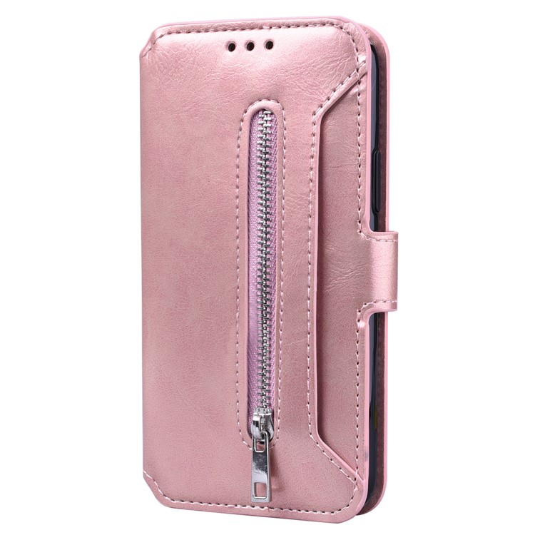 Card Holder Zippered Wallet Leather Phone Shell for iPhone 11 Pro 5.8 inch (2019) - Rose Gold-2
