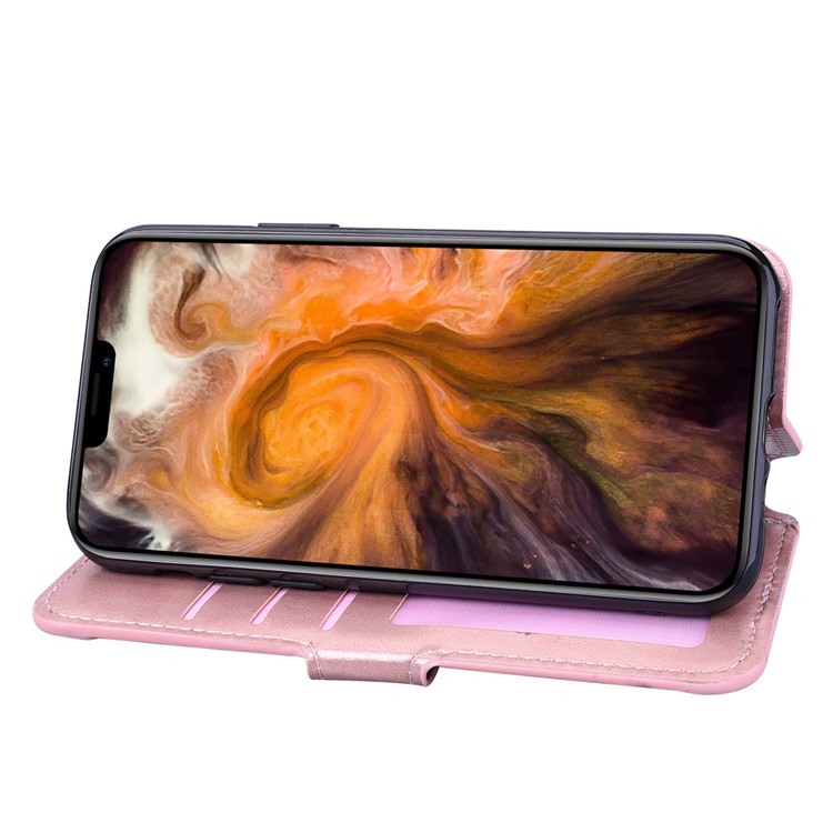 Card Holder Zippered Wallet Leather Phone Shell for iPhone 11 Pro 5.8 inch (2019) - Rose Gold-5