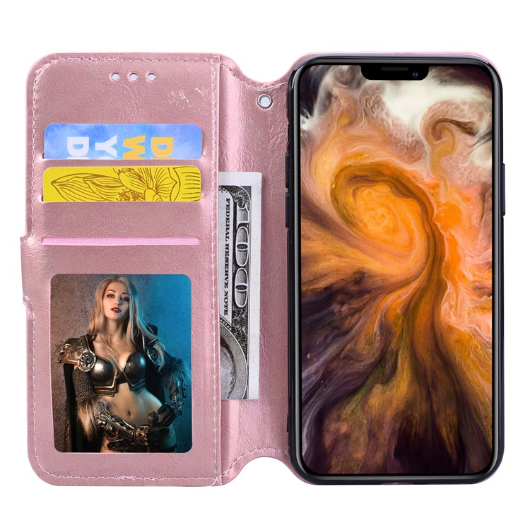 Card Holder Zippered Wallet Leather Phone Shell for iPhone 11 Pro 5.8 inch (2019) - Rose Gold-7