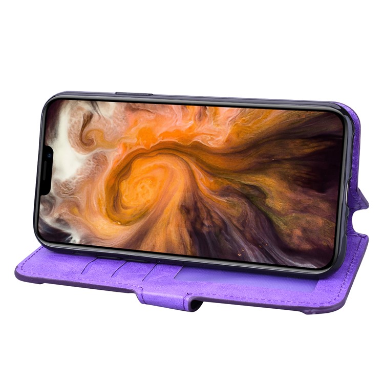 Card Holder Zippered Wallet Leather Phone Shell for iPhone 11 Pro 5.8 inch (2019) - Purple-5