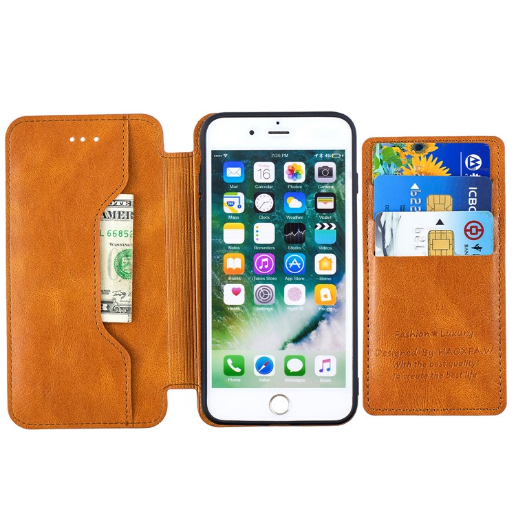HAOXFA.W Detachable Card Slots Leather Wallet Phone Cover for iPhone 8 Plus/7 Plus 5.5 inch - Brown-10