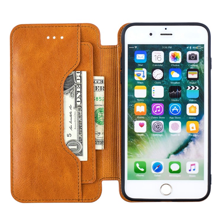 HAOXFA.W Detachable Card Slots Leather Wallet Phone Cover for iPhone 8 Plus/7 Plus 5.5 inch - Brown-11