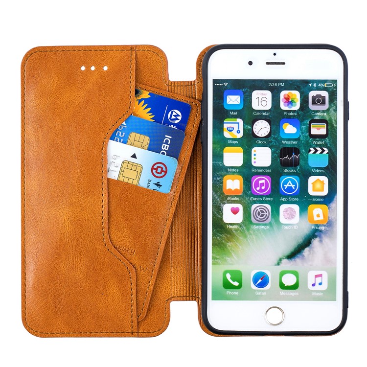 HAOXFA.W Detachable Card Slots Leather Wallet Phone Cover for iPhone 8 Plus/7 Plus 5.5 inch - Brown-13