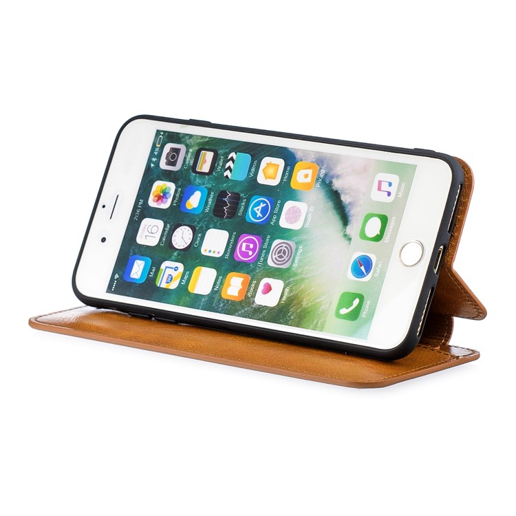 HAOXFA.W Detachable Card Slots Leather Wallet Phone Cover for iPhone 8 Plus/7 Plus 5.5 inch - Brown-15