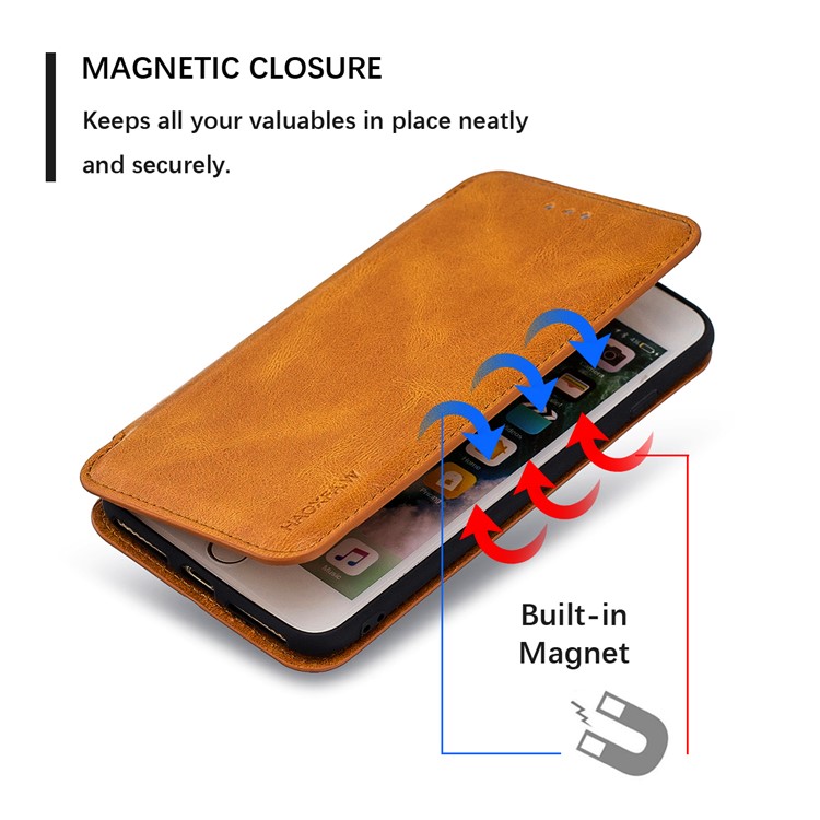 HAOXFA.W Detachable Card Slots Leather Wallet Phone Cover for iPhone 8 Plus/7 Plus 5.5 inch - Brown-2