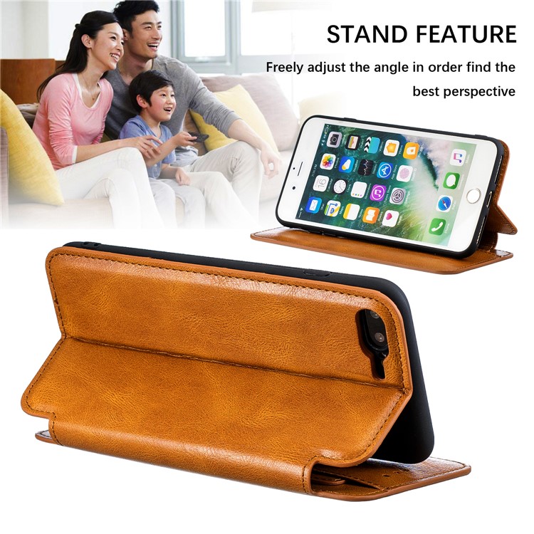 HAOXFA.W Detachable Card Slots Leather Wallet Phone Cover for iPhone 8 Plus/7 Plus 5.5 inch - Brown-7