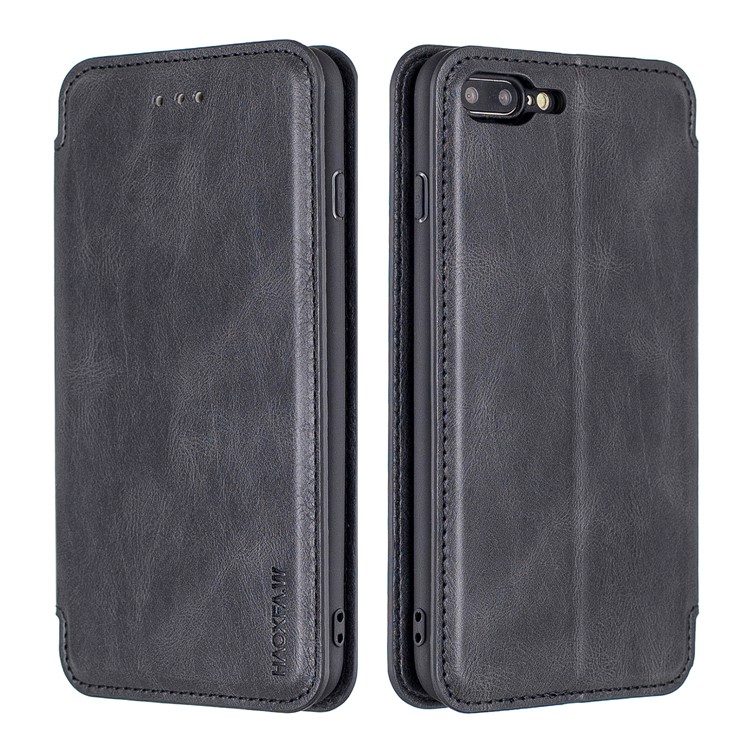 HAOXFA.W DetachableCard Slots Leather Wallet Phone Cover for iPhone 8 Plus/7 Plus 5.5 inch - Black-1