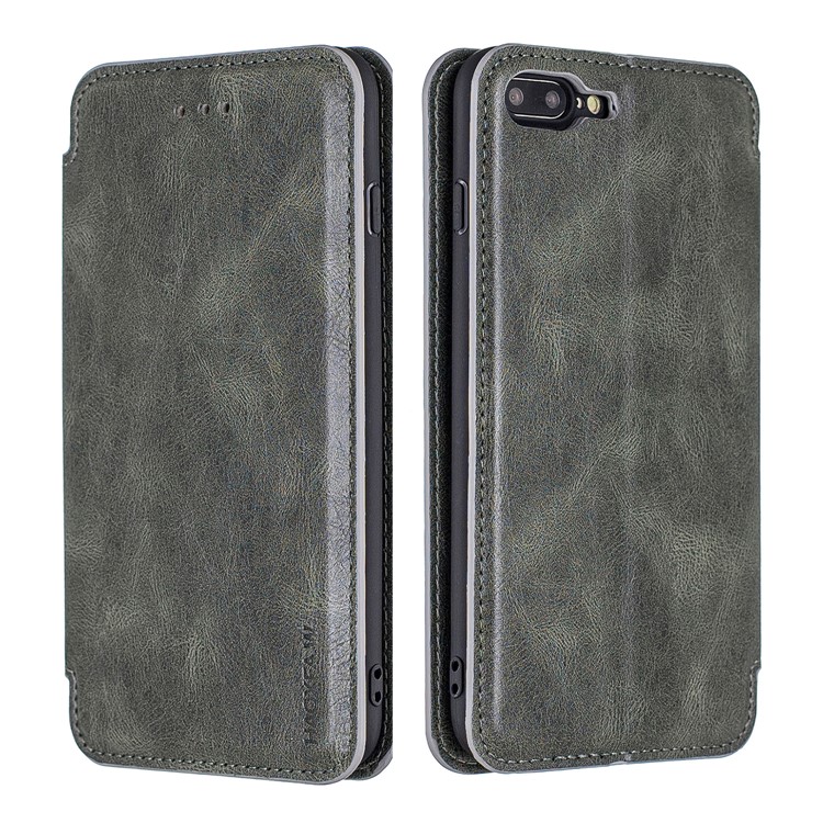 HAOXFA.W Detachable Card Slots Leather Wallet Phone Cover for iPhone 8 Plus/7 Plus 5.5 inch - Grey-1