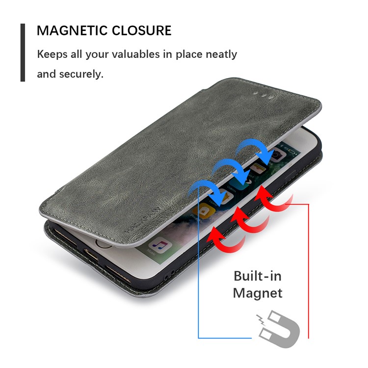HAOXFA.W Detachable Card Slots Leather Wallet Phone Cover for iPhone 8 Plus/7 Plus 5.5 inch - Grey-2